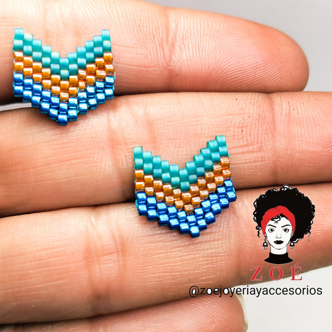 arrow blue Miyuki Stud Earrings