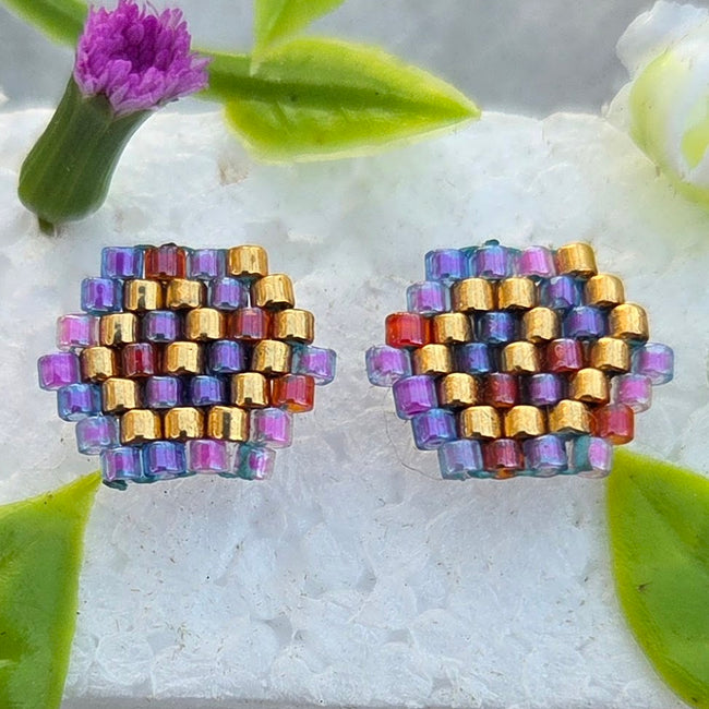 Colorful Spiral Miyuki Stud Earrings