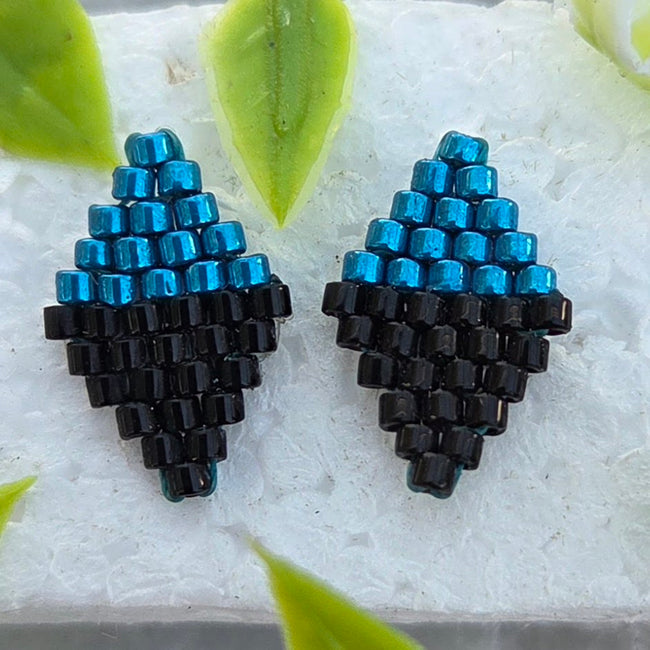 triangle blue Miyuki Stud Earrings