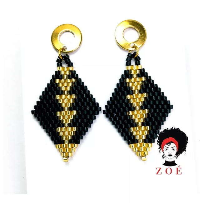 Black and gold rhombuses Earrings