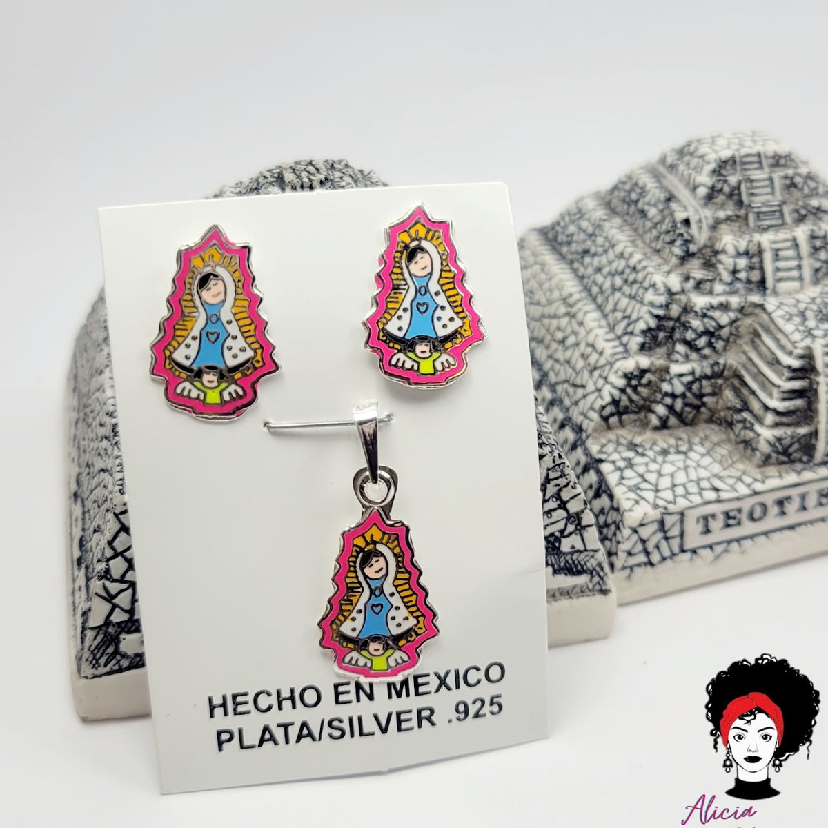 Our Lady of Guadalupe Earrings & Pendant Set