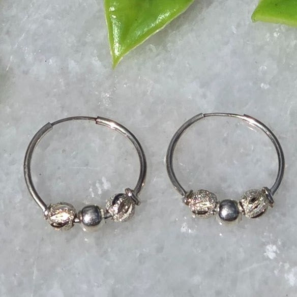 Silver Hoop Earrings — Design 5