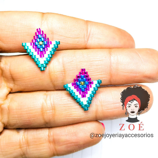 Blue Miyuki Stud Earrings