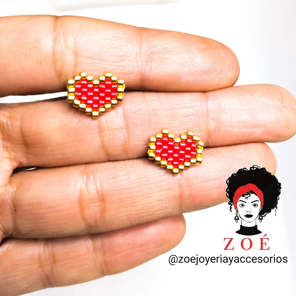 Heart Miyuki Stud Earrings