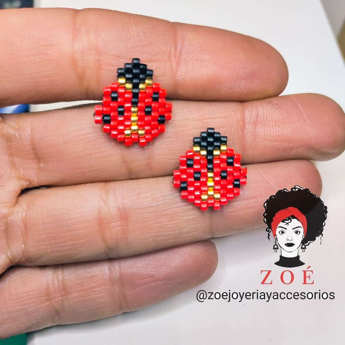 Ladybug Miyuki Stud Earrings