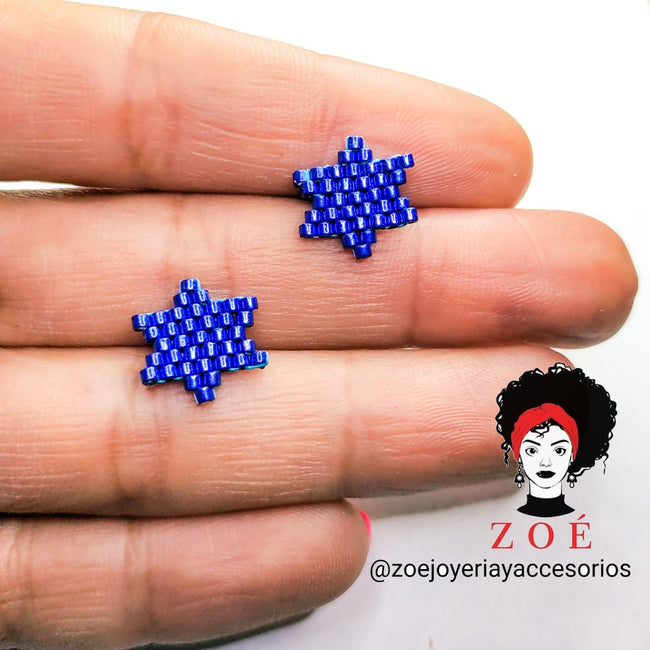 Stars Blue Miyuki Stud Earrings