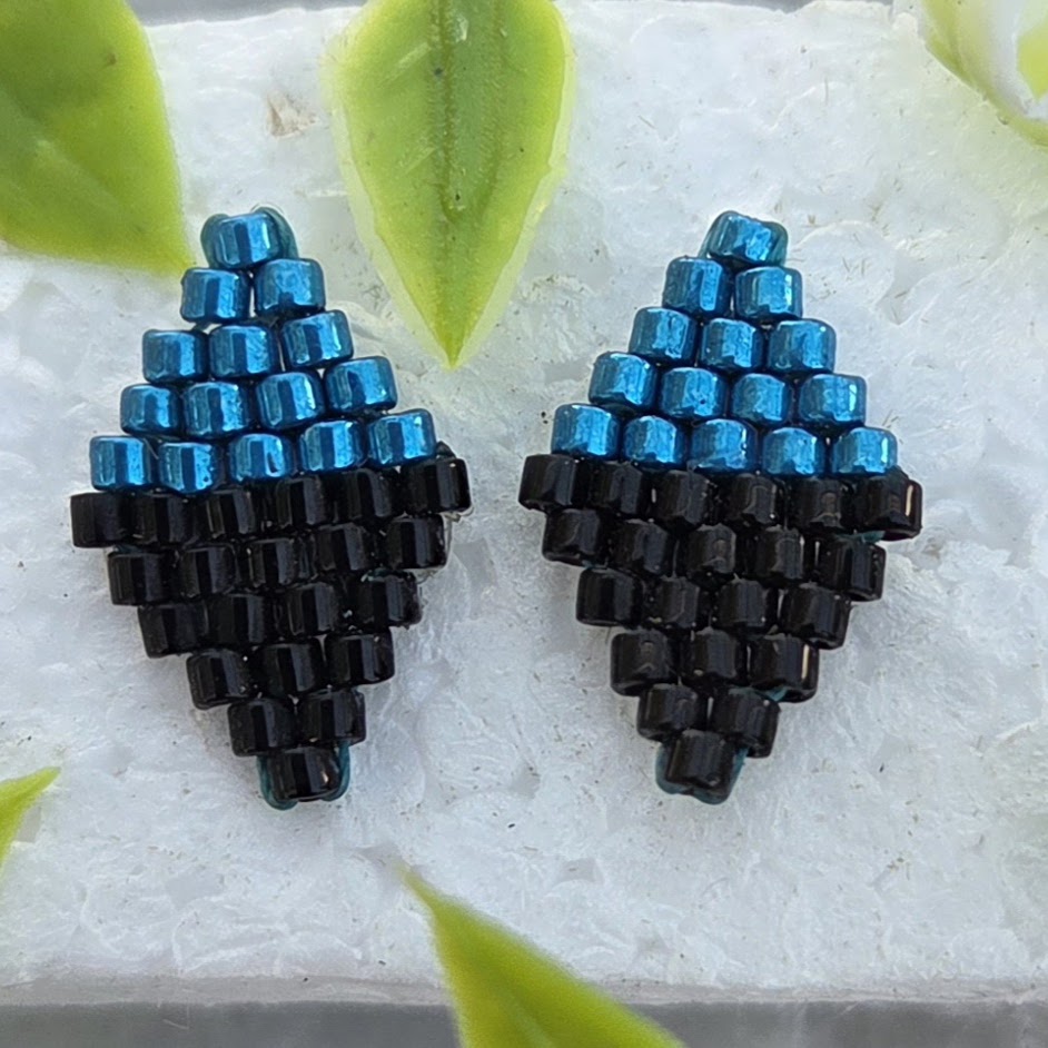 triangle blue Miyuki Stud Earrings