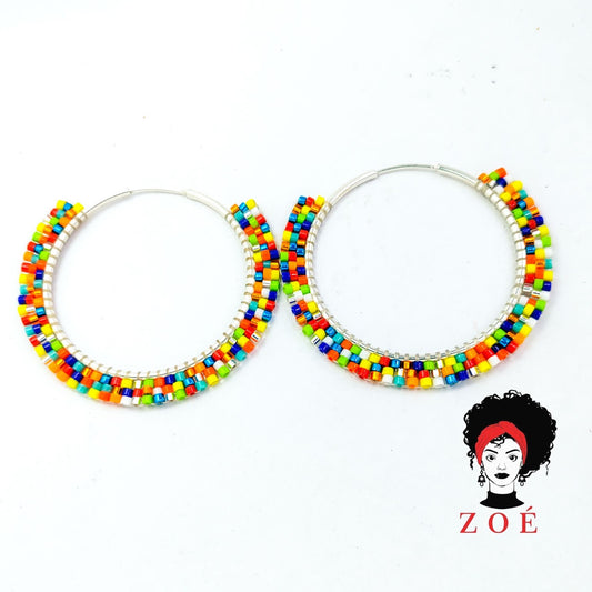 Miyuki & Italian Silver Hoop Earrings