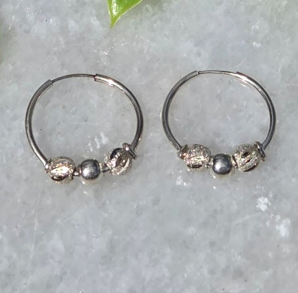 Silver Hoop Earrings — Design 3