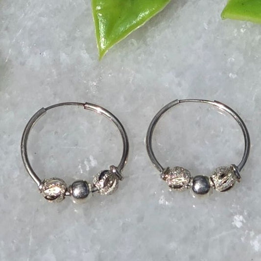 Silver Hoop Earrings — Design 5
