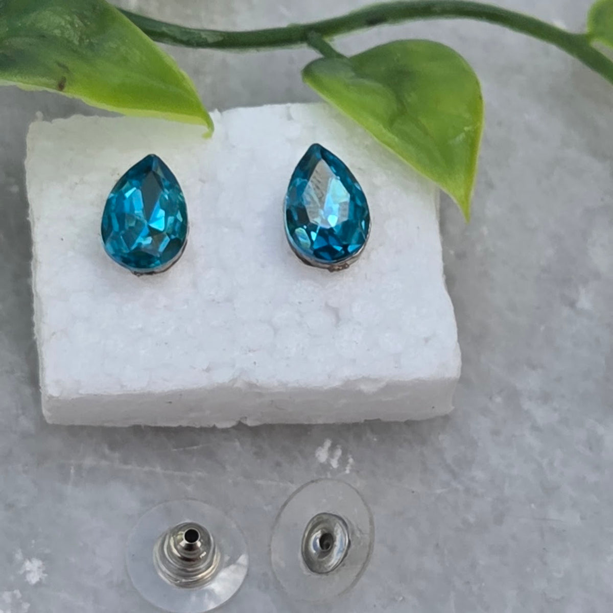 Drop Blue Steel Stud Earrings